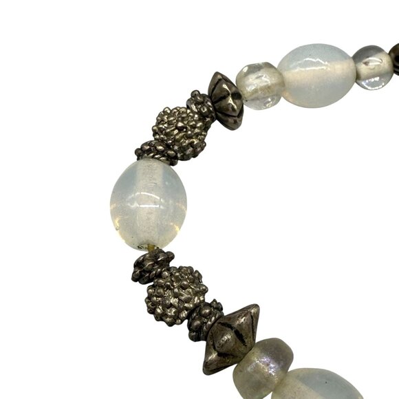 Vintage RIB Beaded Bracelet Silver Tone Charm Boho Elegance Retro - Picture 4 of 7